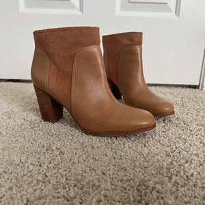 Kate Spade Tan Leather and Suede Heeled Bootie 9.5
